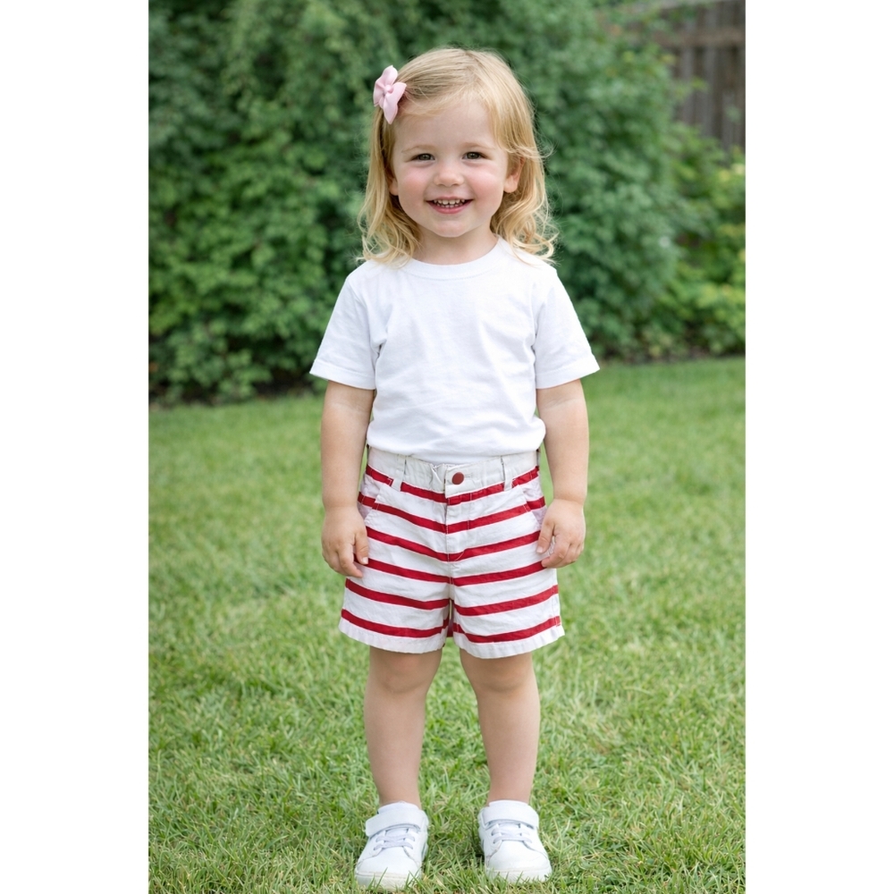 2/25 Jacadi Red and White Striped Women's Shorts
